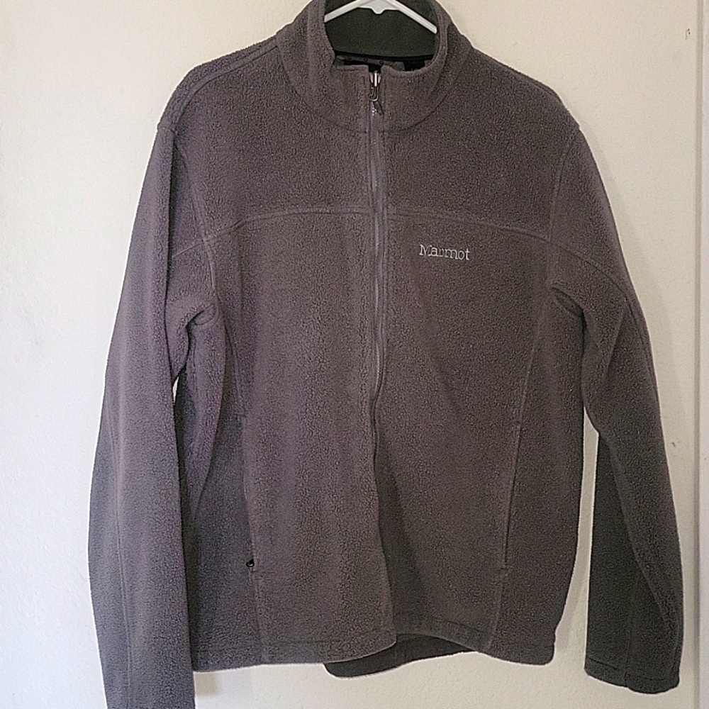 Marmot Mens Full‎ Zip Fleece Jacket Charcoal Gray Large L Gorpcore Hiking Layer
